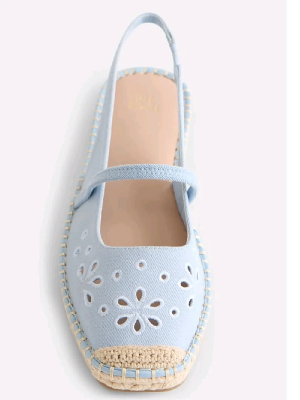 NWT Time and Tru Women Blue Eyelet Espadrille Slingback Flat Shoes Size 6 6.5 8.